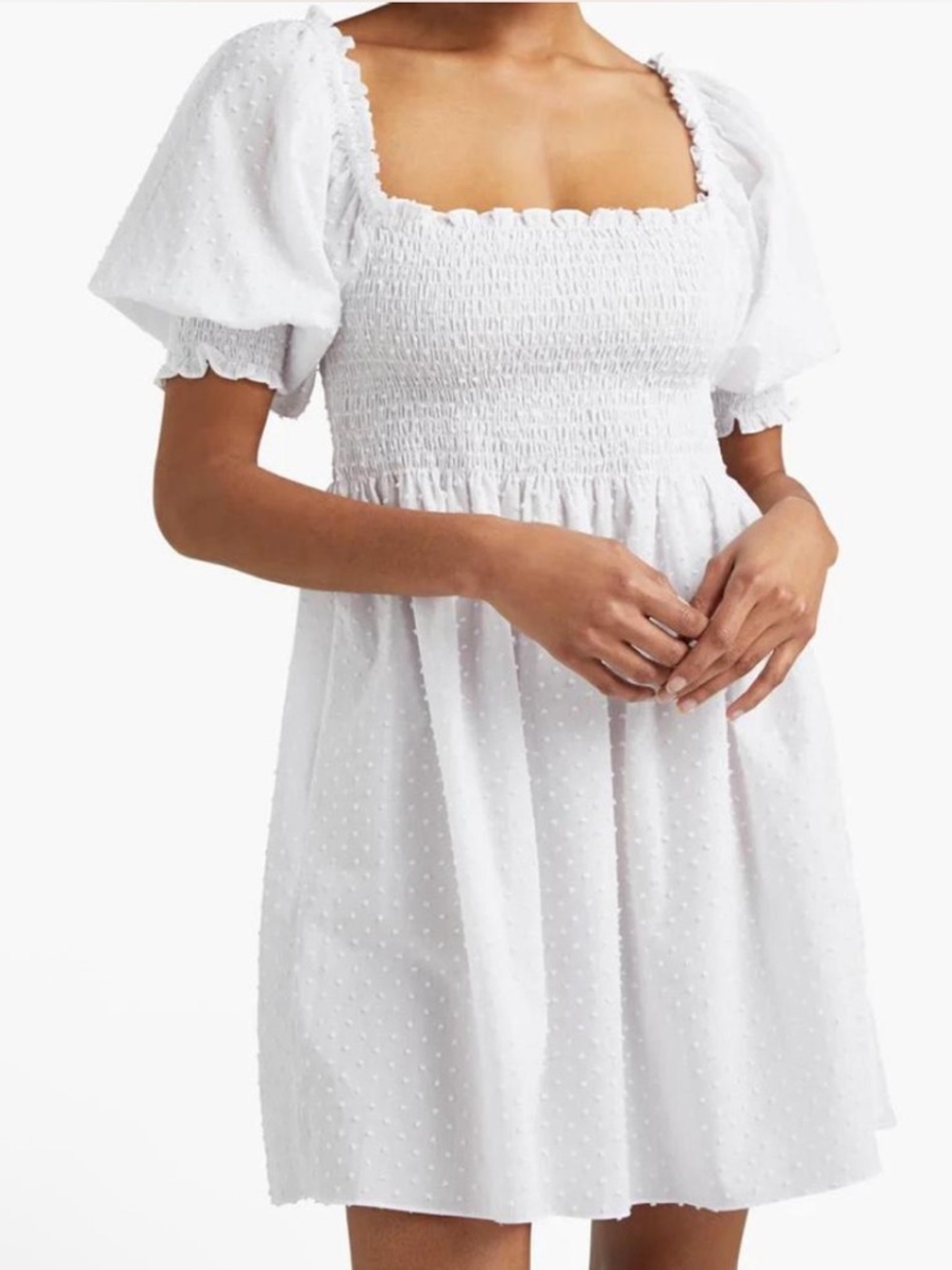 Hill House Athena Nap Dress White Swiss Dot Medium